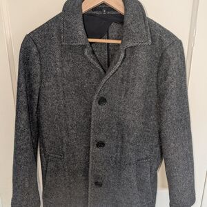 Bonobos Wool Car Coat Men's Size XS Grey Herringbone
